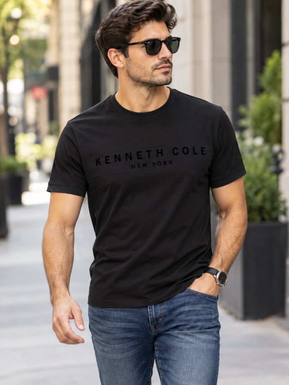 Kenneth Cole Men’s Premium Collection Logo T-Shirt Black Size L NWT